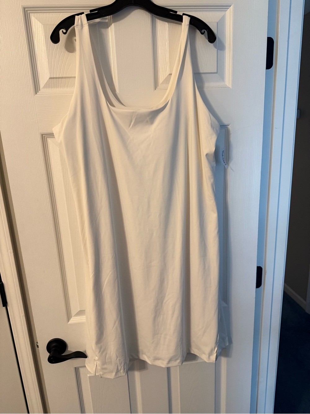 Women’s White Scoop Neck Tank athletic dress with bodysuit underneath